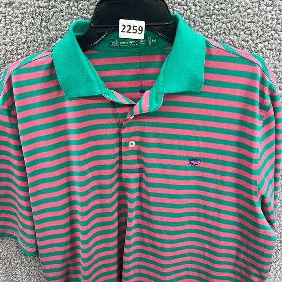 Southern Tide Mens Performance Golf Polo Shirt Medium Short Sleeve Striped - Picture 15 of 15